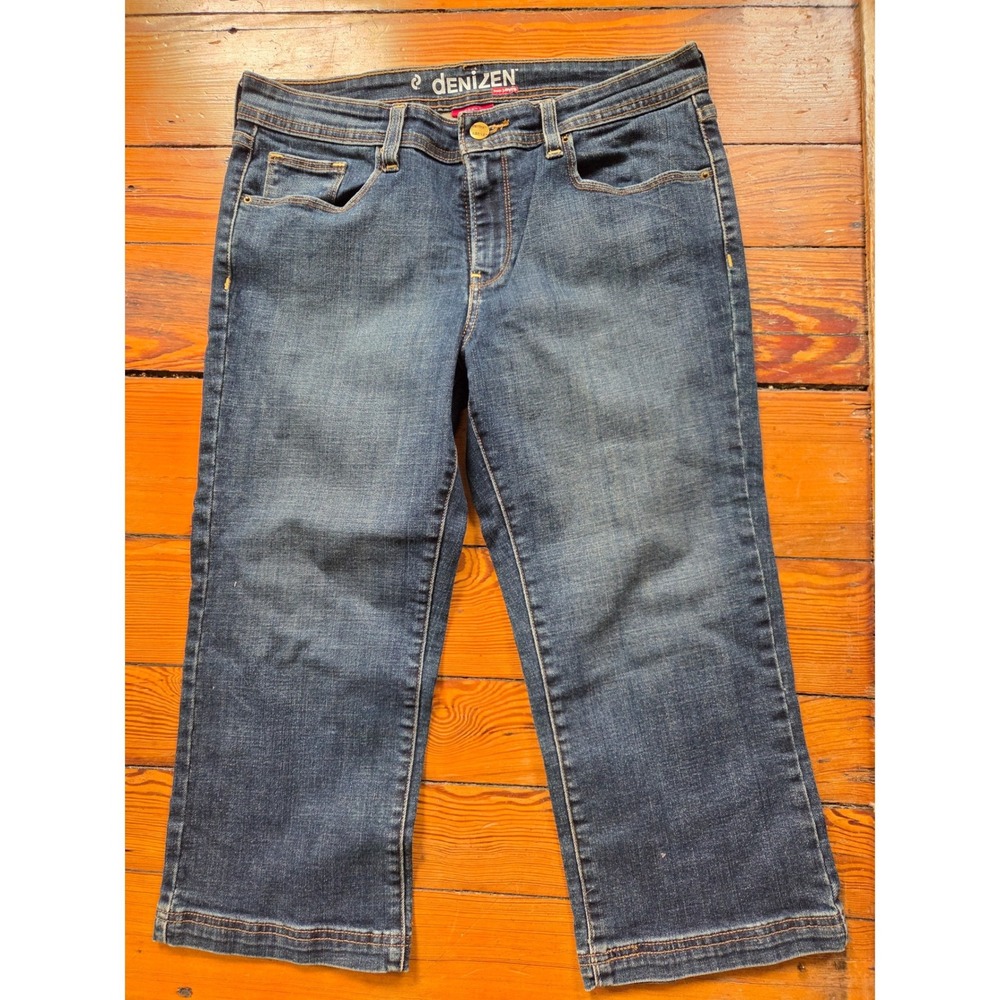 Denizen from Levis Womens Capri Jeans Dark Wash Button Flap Back Pockets Size 12
